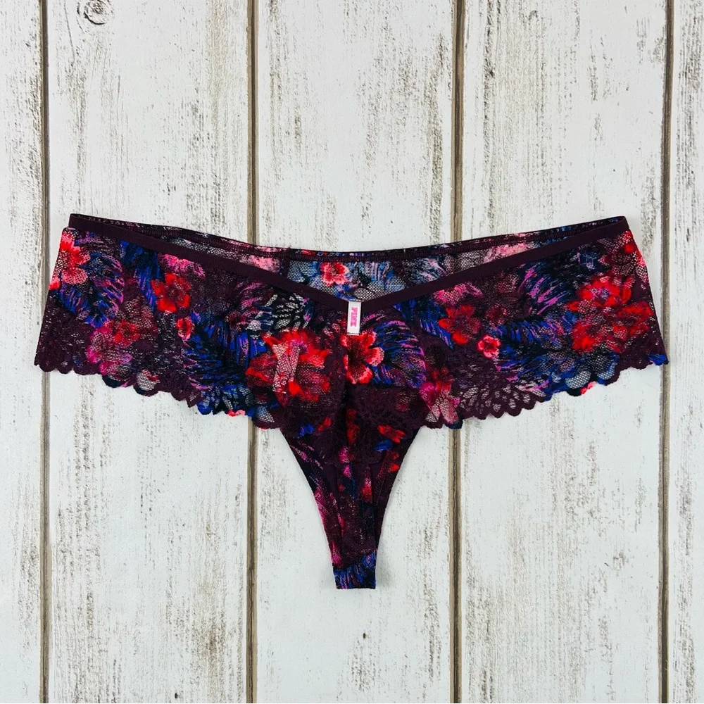 VS PINK Extra Low Rise Cheekster Thong Large Tropical Print